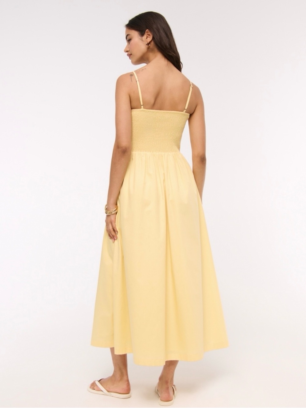 Sydney Smocked Dipped-Waist Yellow Midi Dress - Picture 3 of 3